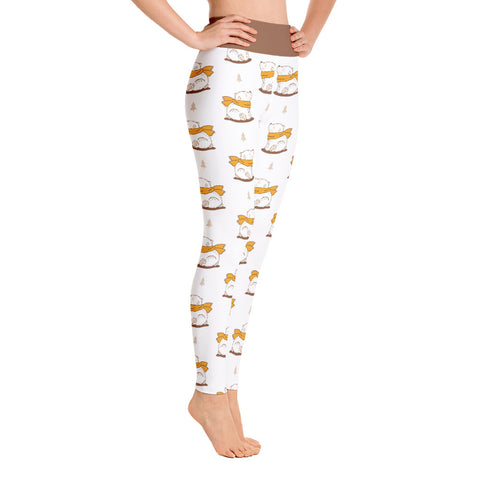Image of Cute Hand-Drawn Bear Design Yoga Leggings