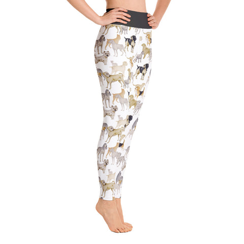 Image of Dog Breeds Pattern Design Yoga Leggings