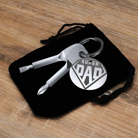 Image of Personalized Engraved Screwdriver Keychain | Super Dad | Superman Design | Gift for Dad