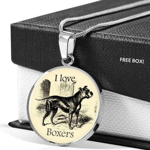 I love Boxers Necklace with vintage illustration