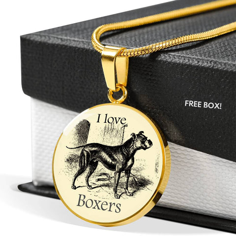 I love Boxers Necklace with vintage illustration