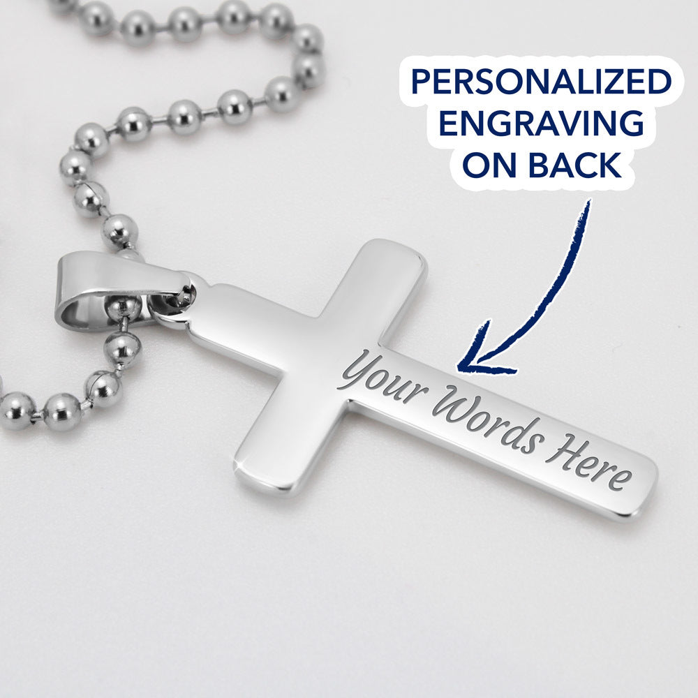 Personalized Cross Necklace | Dad's Gift to Son | Proud Dad | Excellent Son