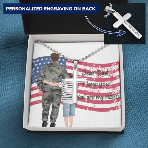 Personalized Cross Necklace | Gift for Military Dad