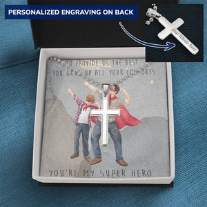 Personalized Cross Necklace | Son's Gift to Dad | Proud Son | Excellent Dad