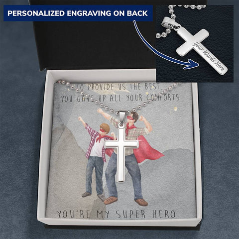 Personalized Cross Necklace | Son's Gift to Dad | Proud Son | Excellent Dad