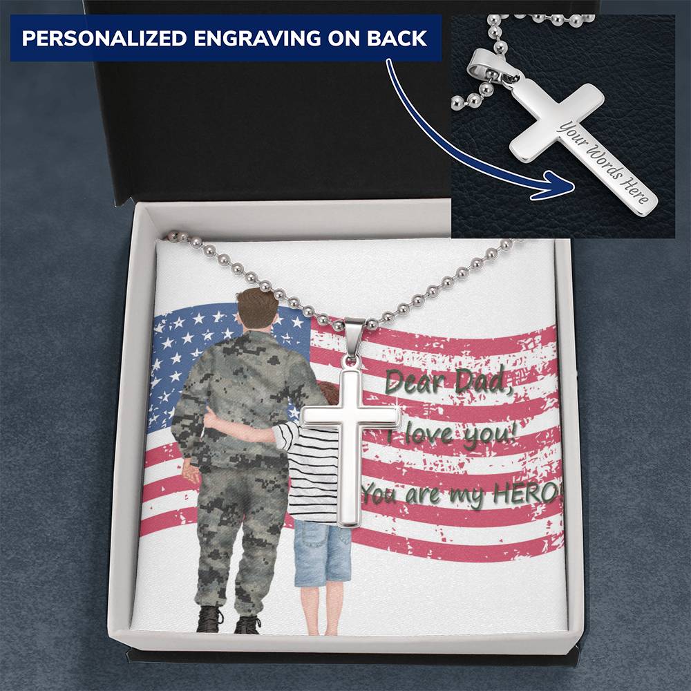 Personalized Cross Necklace | Gift for Military Dad