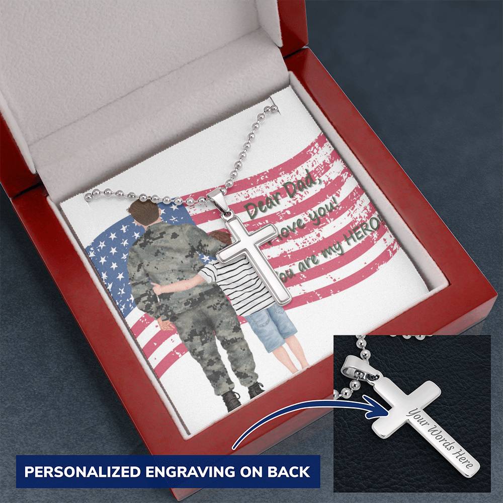 Personalized Cross Necklace | Gift for Military Dad