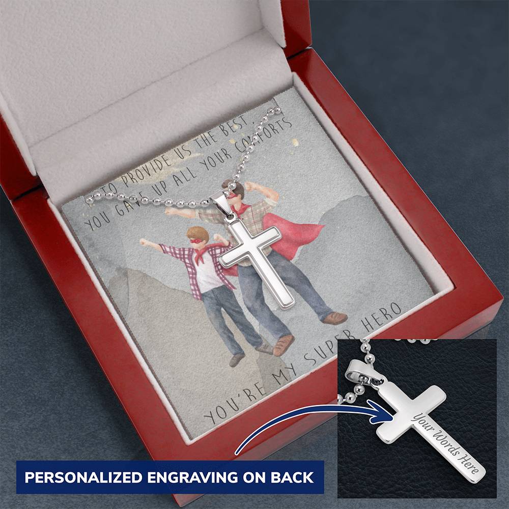Personalized Cross Necklace | Son's Gift to Dad | Proud Son | Excellent Dad