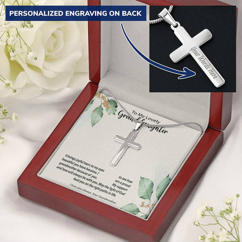 Image of Personalized Cross Necklace | Birthday Gift for Granddaughter