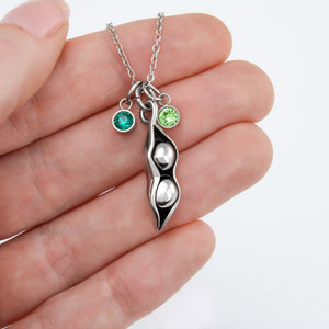 “Pea To Your Pod” Necklace with Swarovski® Cubic Zirconia Birthstone