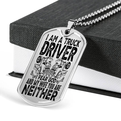 Image of Luxury Necklace Gift for Truck Drivers | I fear God and My Wife, You are Neither