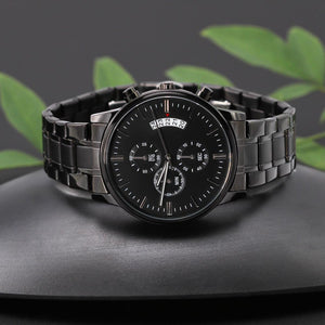 Customized Black Chronograph Watch - Great Father's Day Gift! Water Proof - Scratch Proof  Ships from USA