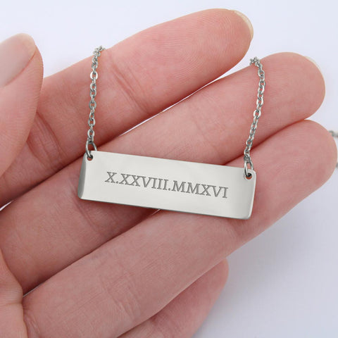 Image of Personalized Coordinate Horizontal Bar Necklace | Surprise Your Grandmother with This Perfect Gift