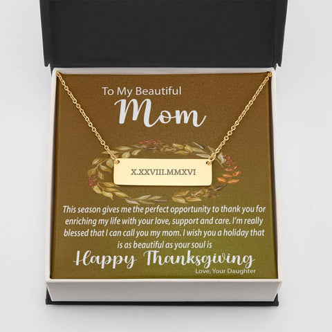 Personalized Coordinate Horizontal Bar Necklace | Surprise Your Mom with This Perfect Thanksgiving Gift