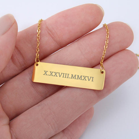Image of Personalized Coordinate Horizontal Bar Necklace | Surprise Your Daughter with This Perfect Gift