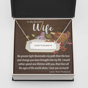 Personalized Coordinate Horizontal Bar Necklace | Surprise Your Wife with This Perfect Gift