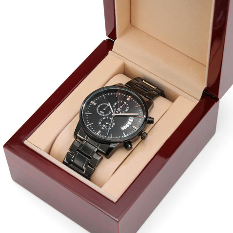 Image of Customizable Engraved Black Chronograph Watch