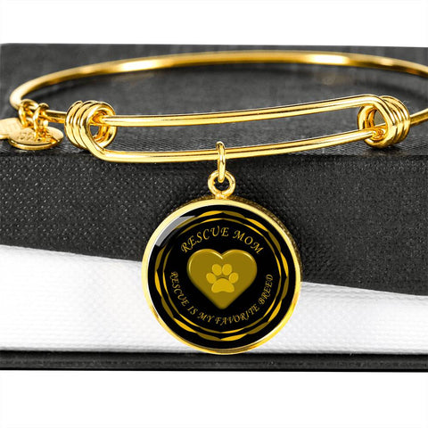 Image of Rescue Mom - Rescue is My favorite Breed | Luxury Bangle in Gold or Silver