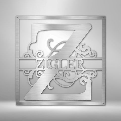 Personalized Split Square Monogram Metal Art Sign | Made in USA