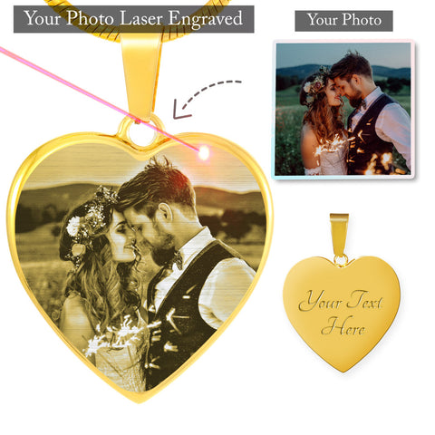 NEW! Laser Engraving! Personalize this beautiful heart shaped pendant with your photo. Perfect for mothers day!