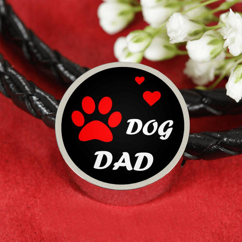 Image of Dog Dad Bracelet with Leather Band