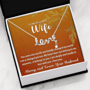 "Love" Necklace with a Cubic Zirconia Attachment | Surprise Your Wife with This Perfect Gift
