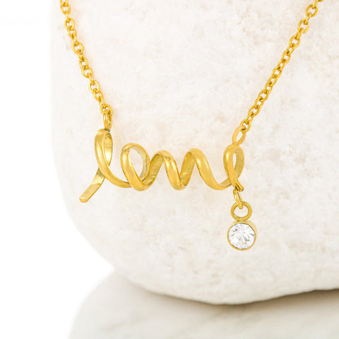 Image of "Love" In a Playful Cursive Font Necklace | Perfect Gift for Stepdaughter
