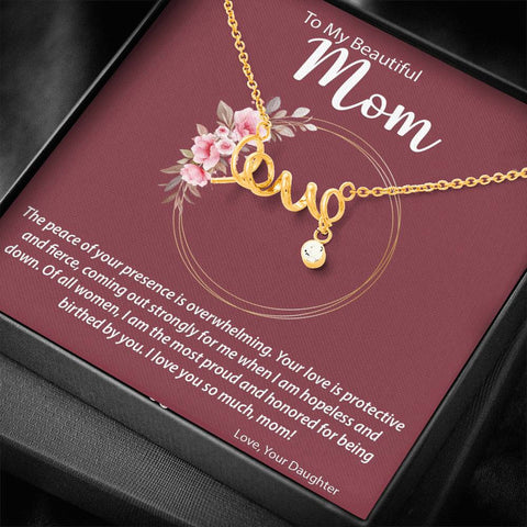 Image of "Love" Necklace with a Cubic Zirconia Attachment | Surprise Your Mom with This Perfect Gift