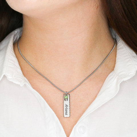 Image of Personalized Bar Necklace with Birth Stone | Gift for Best Friend | Gift for Sister