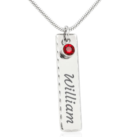Image of Birthstone plate pendant - Gift for daughter - Customize with your text.