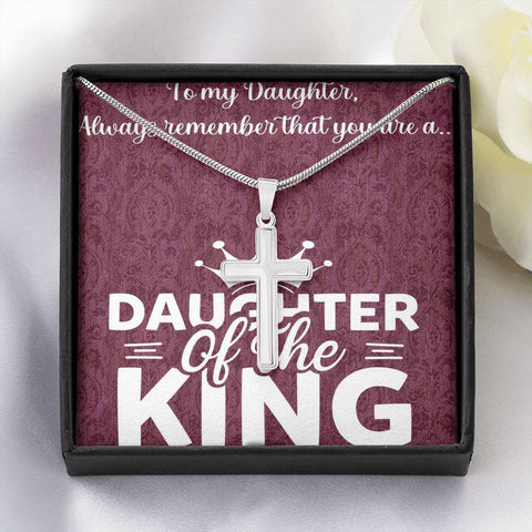 Stainless Steel Cross Necklace | Daughter of the King Necklace