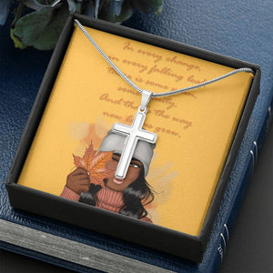 Stainless Steel Cross Necklace | Inspiring Message for Dear Friend