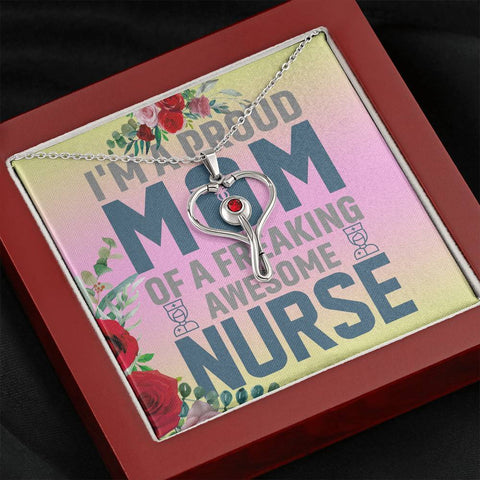 Image of Heart-Shaped Stethoscope with Red Swarovski | Mom's Gift for Nurse Daughter | Proud Mom