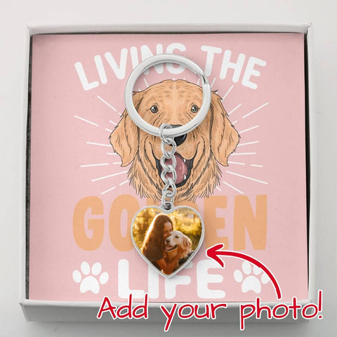 Personalized Photo Heart Keychain | Golden Retriever Mom