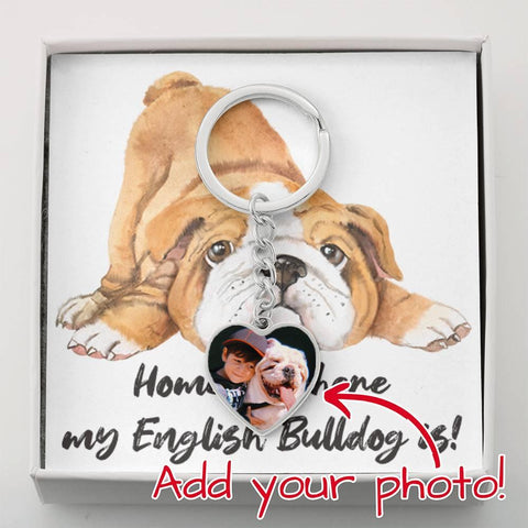 Personalized Photo Heart Keychain | English Bulldog Mom | English Bulldog Dad