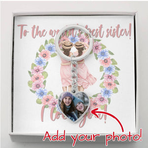 Personalized Photo Heart Keychain | Gift for Sister