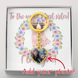 Personalized Photo Heart Keychain | Gift for Sister
