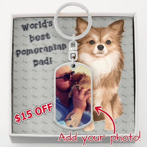 Dog Tag Photo Keychain | Pomeranian Dad