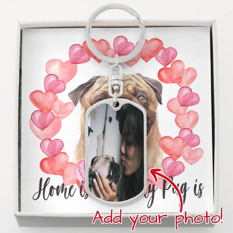 Personalized Dog Tag Photo Keychain | Pug Mom