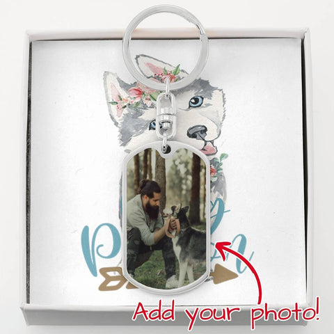 Image of Personalized Dog Tag Photo Keychain | Husky Mom | Husky Dad