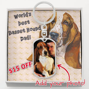 Dog Tag Photo Keychain | Basset Hound Dad
