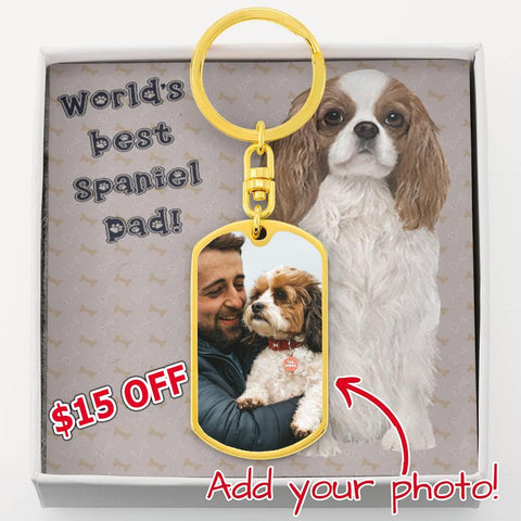 Dog Tag Photo Keychain | Spaniel Dad