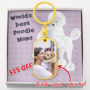 Dog Tag Photo Keychain | Poodle Mom