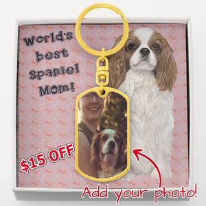 Dog Tag Photo Keychain | Spaniel Mom