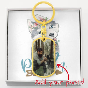 Personalized Dog Tag Photo Keychain | Husky Mom | Husky Dad