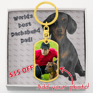 Dog Tag Photo Keychain | Dachshund Dad
