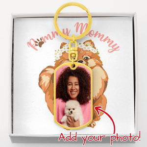 Personalized Dog Tag Photo Keychain | Pomeranian Mom