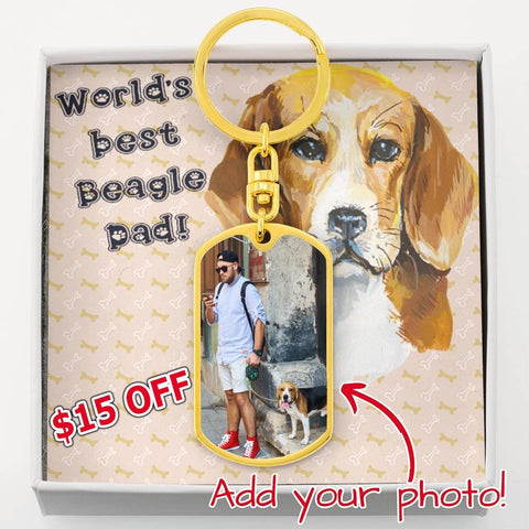 Image of Dog Tag Photo Keychain | Beagle Dad