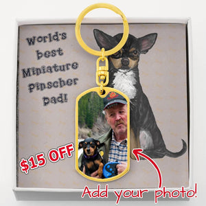 Dog Tag Photo Keychain | Miniature Pinscher Dad