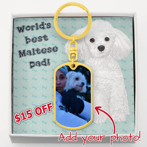 Dog Tag Photo Keychain | Maltese Dad
